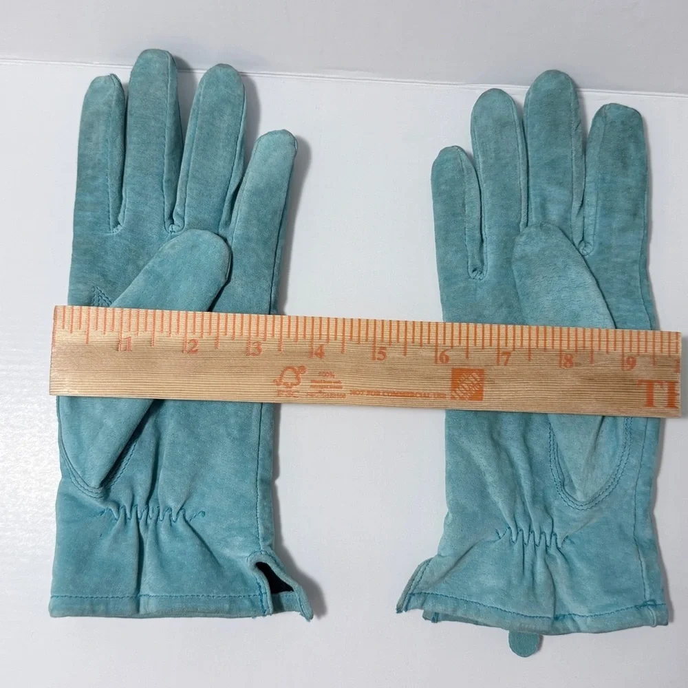 Suede Gloves Bright Aqua Teal SM